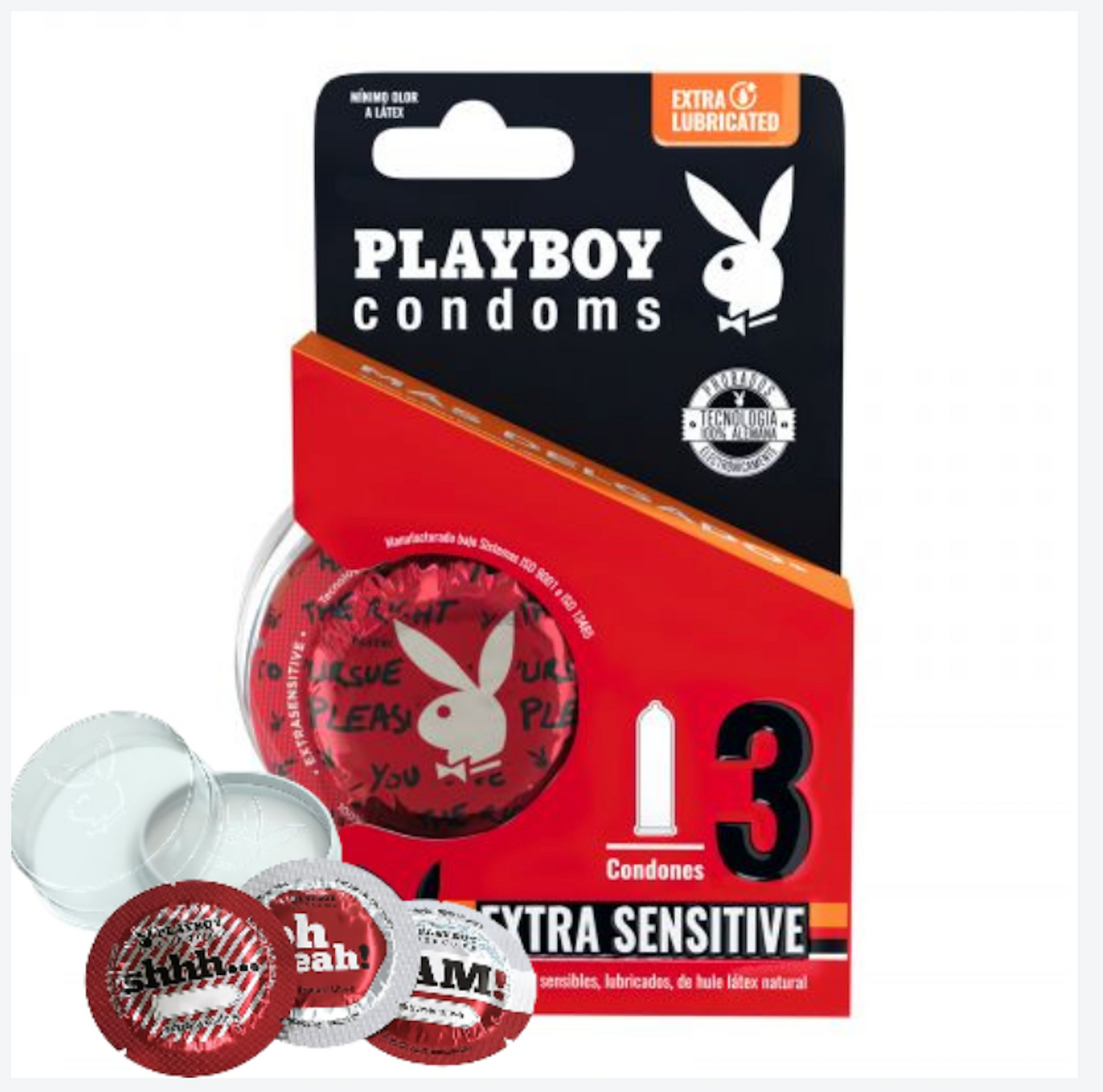 Condones de Látex Playboy Extra Sensitive 3 piezas