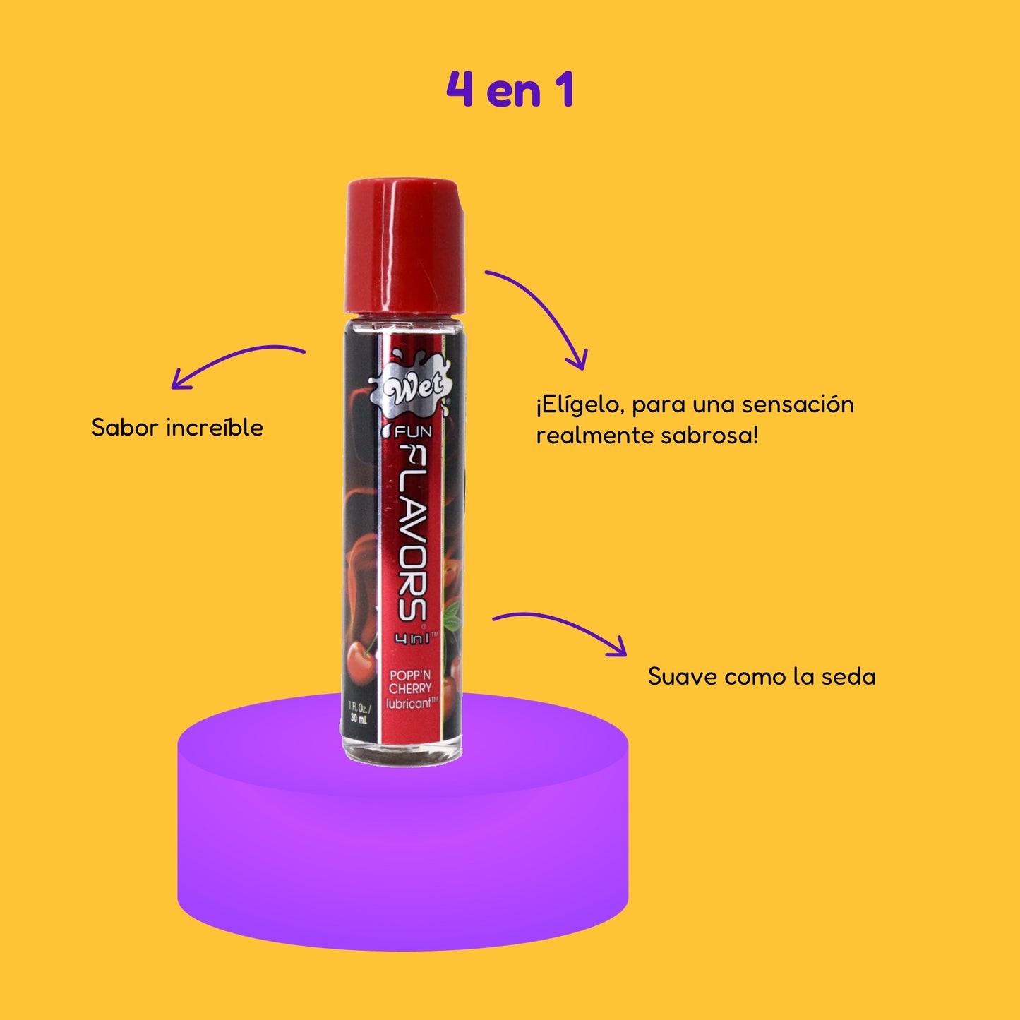 Lubricante 4 en 1 sabor Cereza Explosiva Wet