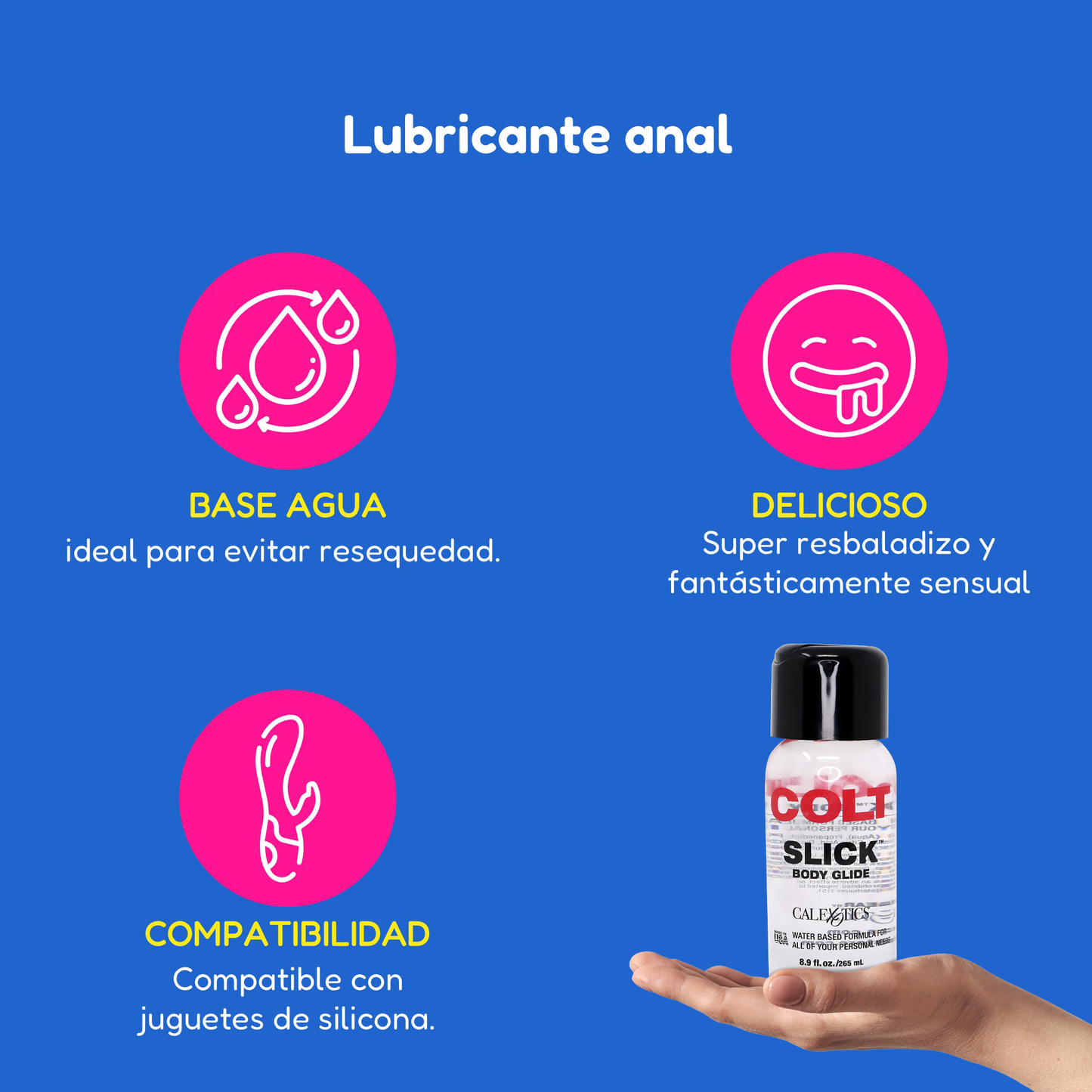 Lubricante Resbaladizo Base Agua Colt Plug Anal Pompon