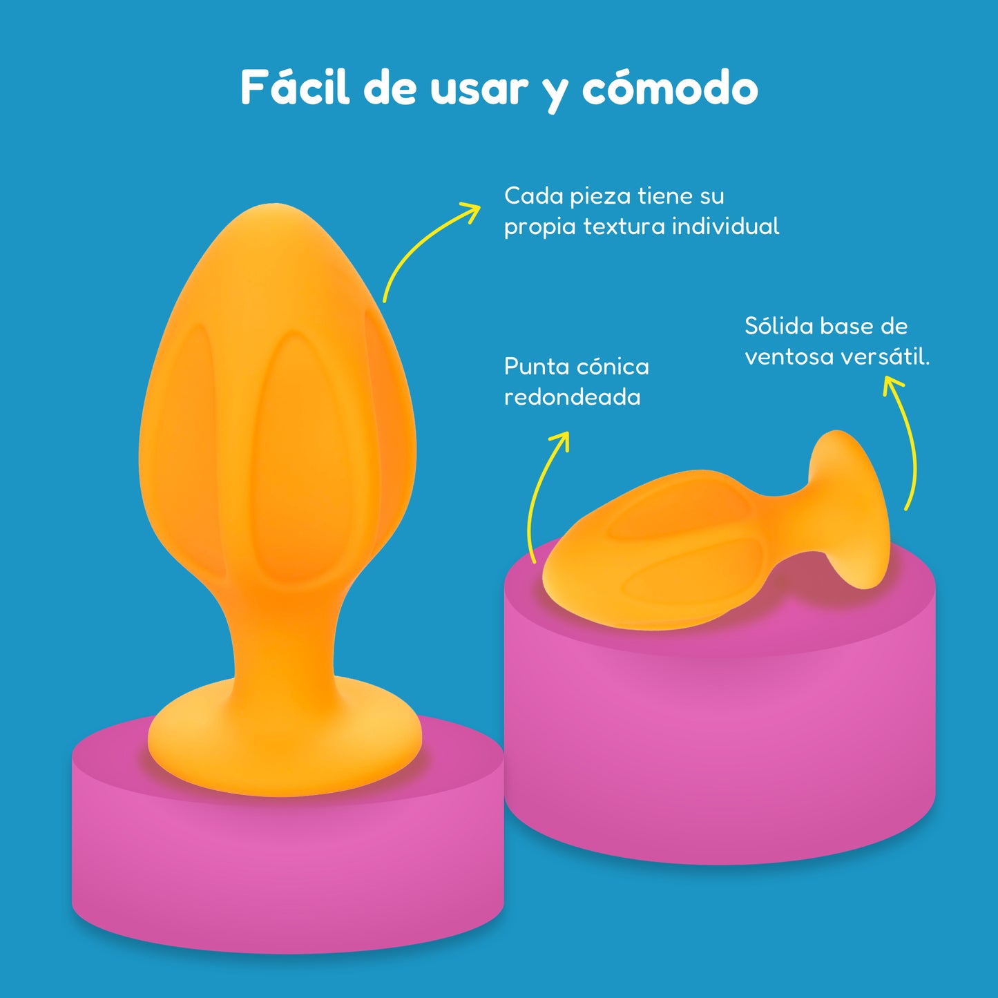 Kit Plug Anal Estimulador Texturizado Orange Silicona Cheeky