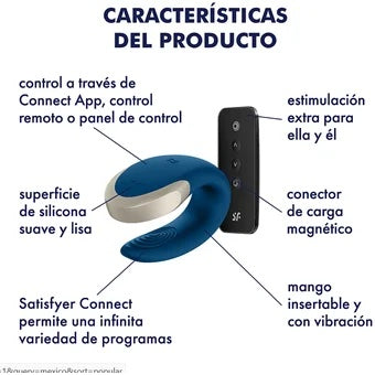 Vibrador de parejas 2 motores Azul Satisfyer Double Love