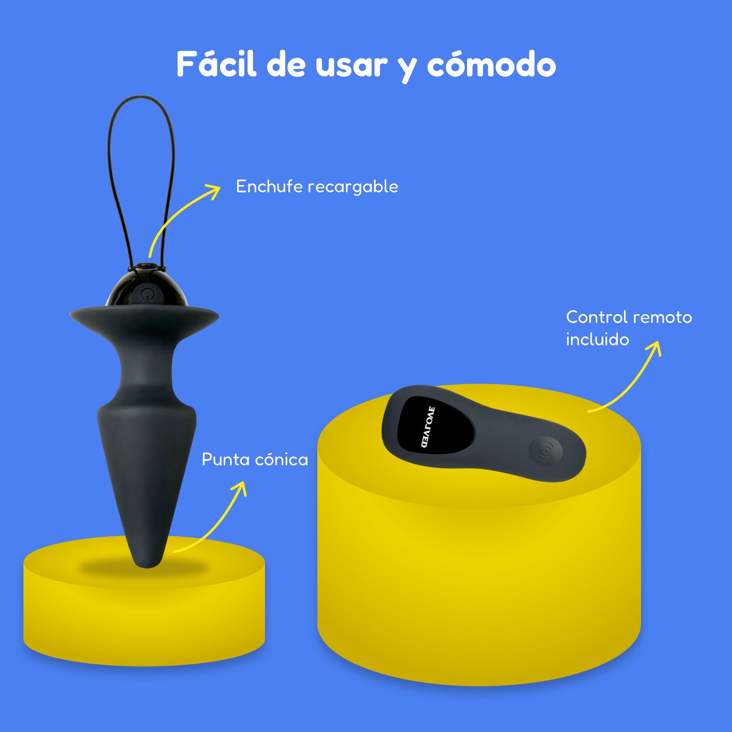 Plug Vibrador Tapon Anal Control Remoto 7 niveles Evolved