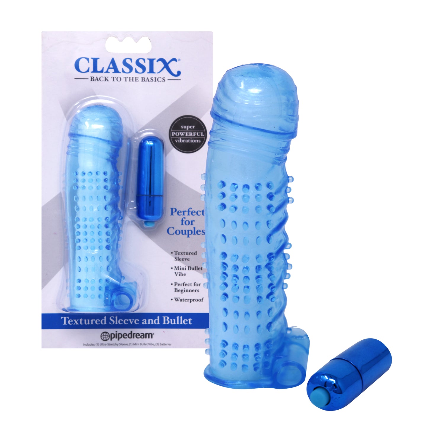 Funda para Pene Extención con Bala Vibradora Azul Classix