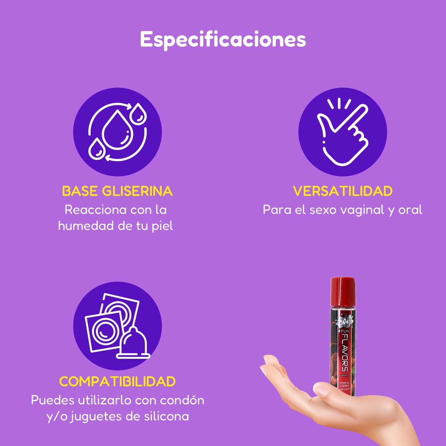 Lubricante 4 en 1 sabor Cereza Explosiva Wet