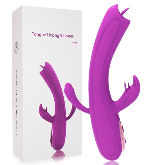 Vibrador Triple Estimulación 10 Funciones Tongue Lick Hera