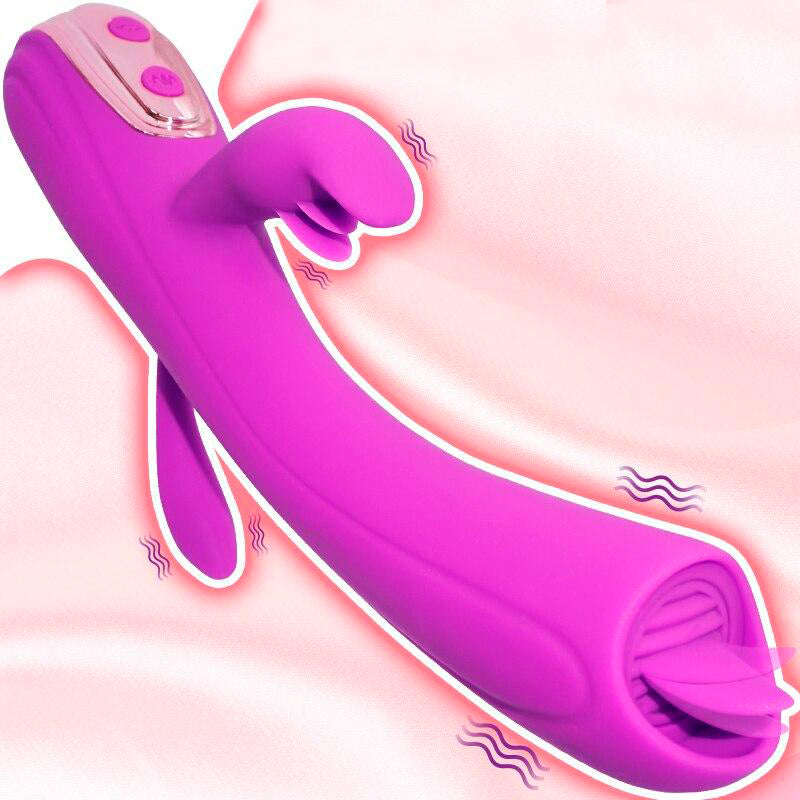 Vibrador Triple Estimulación 10 Funciones Tongue Lick Hera